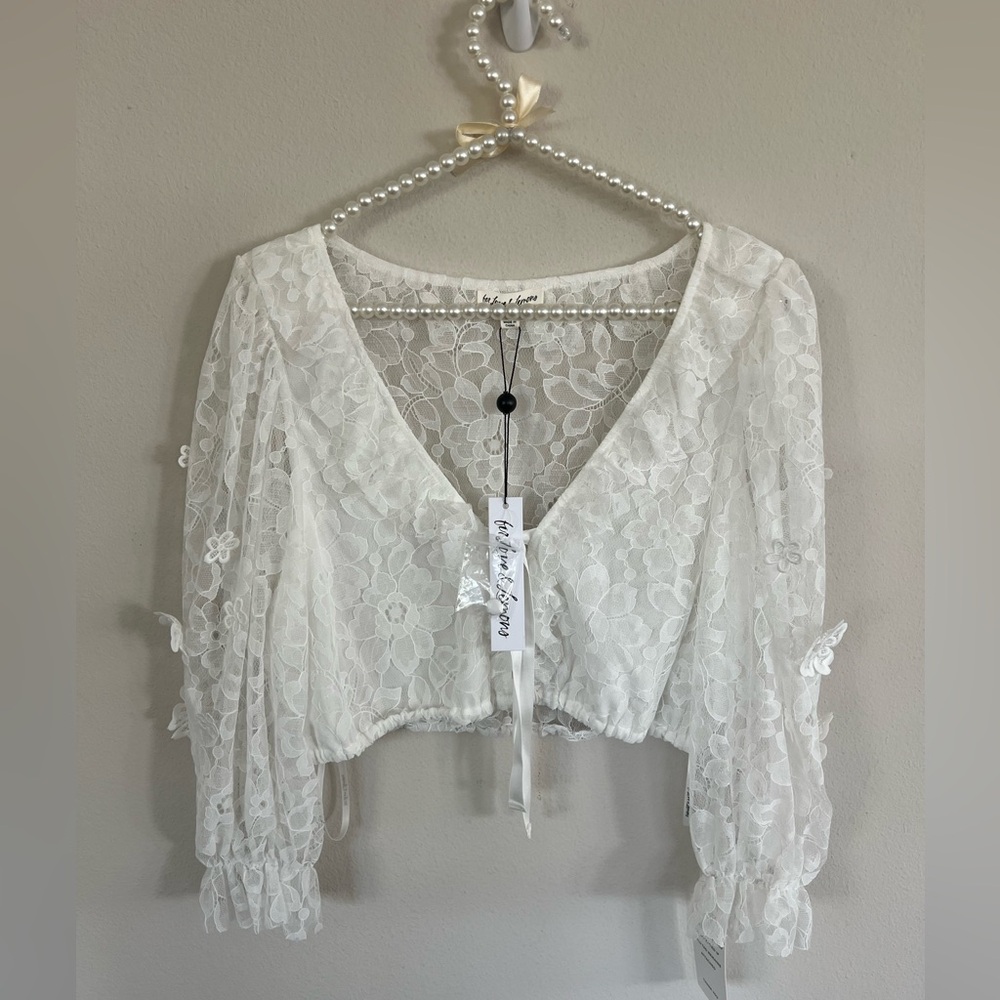 🤍 For Love & Lemons white lace TOP